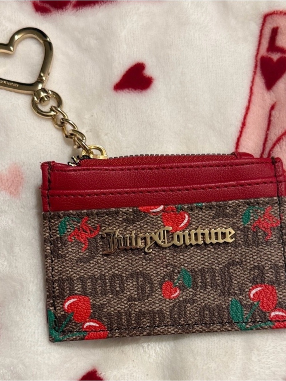 Juicy Couture Cherry Logo Cardholder Keychain Wallet
